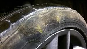 A bulge on the tyre side wall