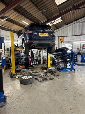 Vehicle on ramp with gearbox removed